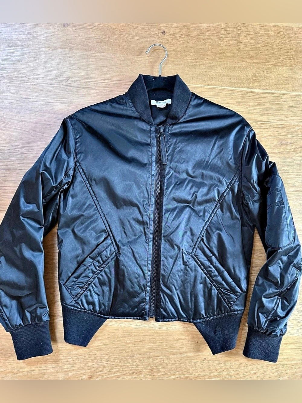 Helmut Lang Structured Black Nylon Bomber Jacket Made in USA Minimalist Sz S